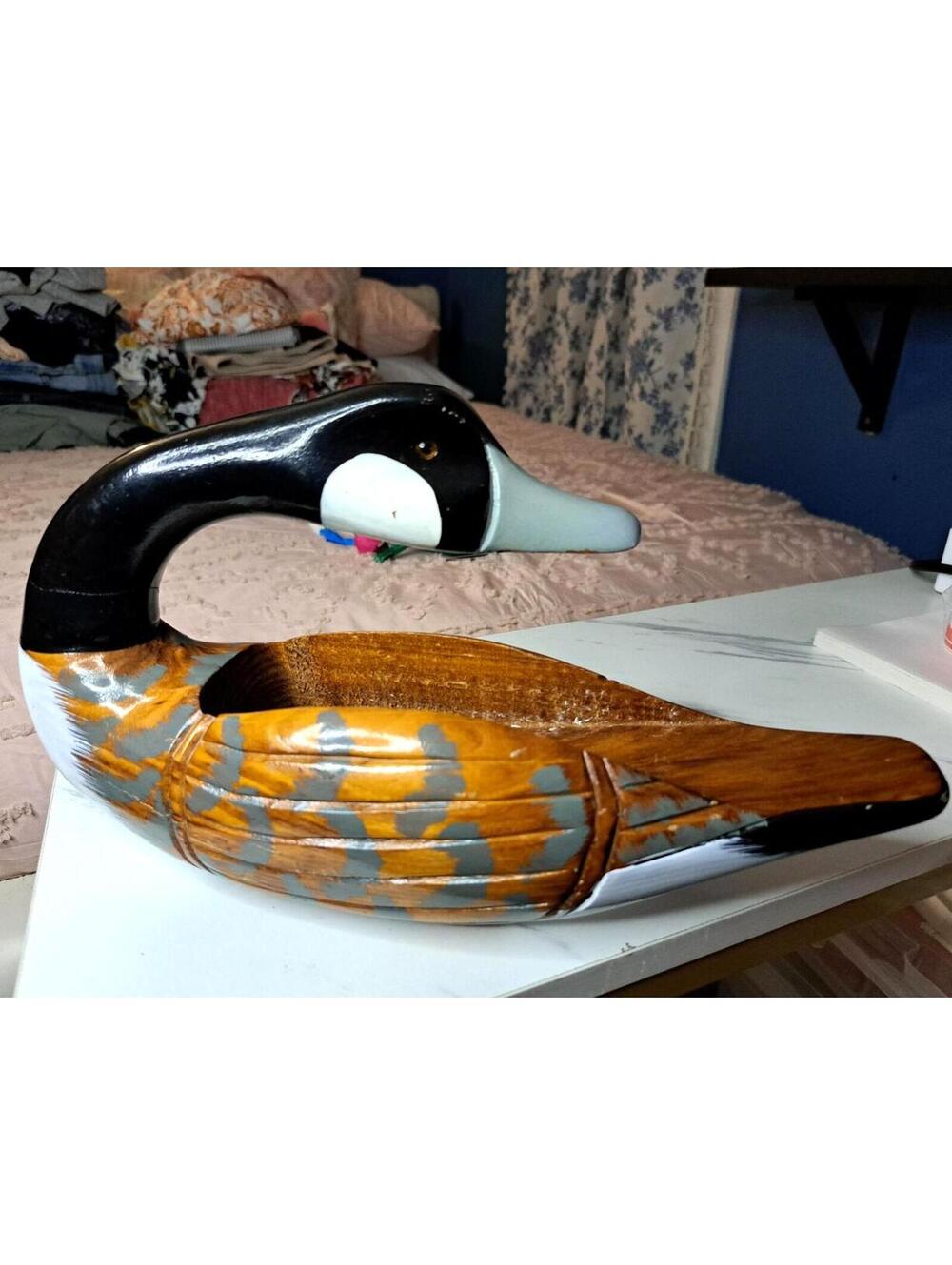 Vintage Canada Goose Hand-Painted Mail or Recipe Holder Honker Decoy Style